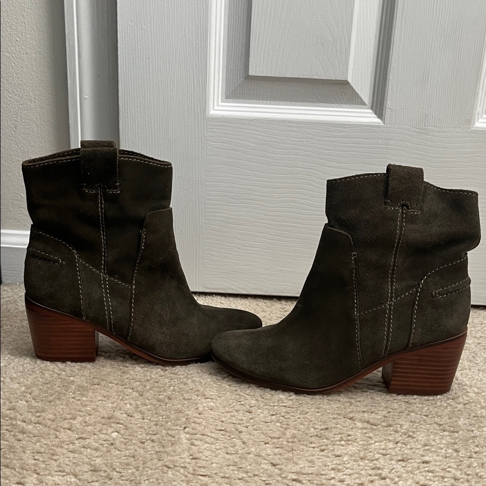 Vince Camuto Dark Green Suede Ankle Boots